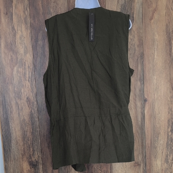 NWT My Michelle Army Green Sleeveless Tie Front Vest Top XL - Picture 5 of 7